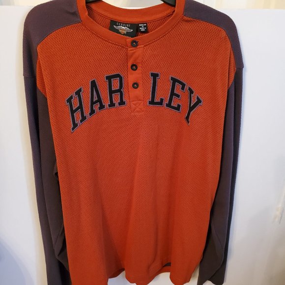 Harley Davidson Henley style long sleeve shirt. Size XL. - Picture 3 of 16